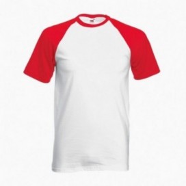Unisex Short Sleeves T-Shirt 02045 Baseball Cotton 160 Gsm Regular Fit White/Red