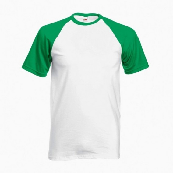 T-Shirt 02045 Baseball Cotton 160 Gsm Regular Fit White/Green