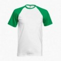 Unisex Short Sleeves T-Shirt 02045 Baseball Cotton 160 Gsm Regular Fit White/Green