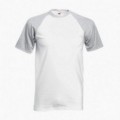 Unisex Short Sleeves T-Shirt 02045 Baseball Cotton 160 Gsm Regular Fit White/Heather Grey Light