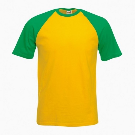 T-Shirt 02045 Baseball Cotton 160 Gsm Regular Fit Yellow/Green (Brazil)