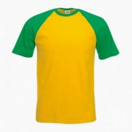 Unisex Short Sleeves T-Shirt 02045 Baseball Cotton 160 Gsm Regular Fit Yellow/Green (Brazil)