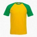 Unisex Short Sleeves T-Shirt 02045 Baseball Cotton 160 Gsm Regular Fit Yellow/Green (Brazil)