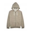 Jacket M Zipped Hoody Sherpa Organic Cotton Blend 300 Gsm Regular Fit Slub Mid Heather Clay
