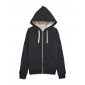 Jacket W Zipped Hoody Sherpa Organic Cotton Blend Regular Fit Stretch Limo (Black)