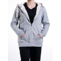 Jacket W Zipped Hoody Sherpa 300 Gsm Organic Cotton Blend Hether Grey