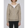 Jacket W Zipped Hoody Sherpa 300 Gsm Organic Cotton Blend Slub Mid Heather Clay