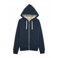 Jacket W Zipped Hoody Sherpa 300 Gsm Organic Cotton Blend Navy