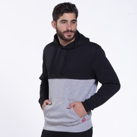 Pullover Hoodie Double 02042 SDS Cotton Blend 275 Gsm Slim Fit Black/Heather Grey