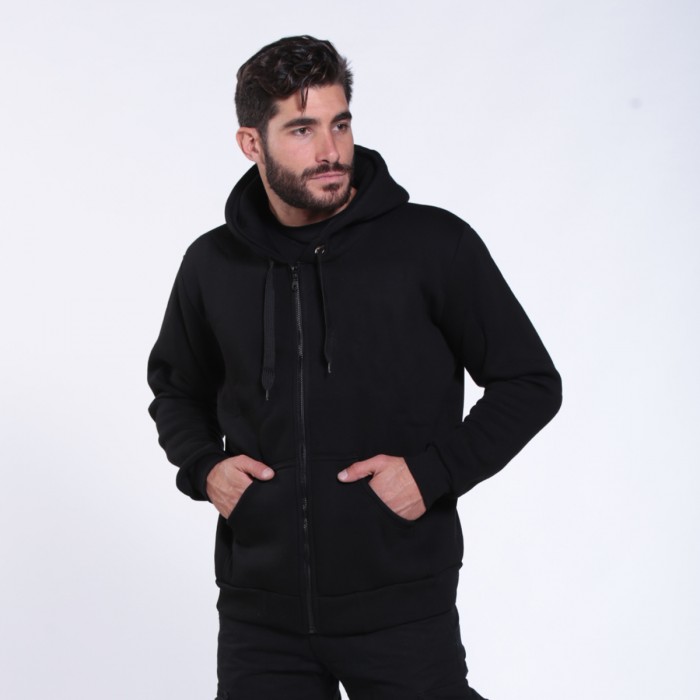 Loose Fit Zip-through hoodie - Black - Men