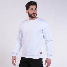 Sweatshirt 00042 Inner Fluff Cotton Blend 320 Gsm Regular Fit White