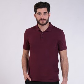 Unisex Short Sleeves T-shirt 2200 Pique Knit Polo Cotton 190 Gsm Regular Fit Bordeaux