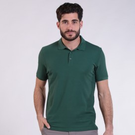 Unisex Short Sleeves T-shirt 2200 Pique Knit Polo Cotton 190 Gsm Regular Fit Dark Green