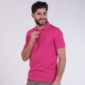 Unisex Short Sleeves T-shirt 2200 Pique Knit Polo Cotton 190 Gsm Regular Fit Fuchsia