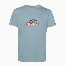 Unisex Short Sleeves T-shirt MOLECULE® 43045 Mountain Print Organic Cotton 150 Gsm Regular Fit Blue Fog