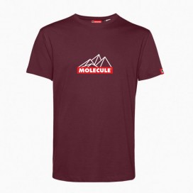 Unisex Short Sleeves T-shirt MOLECULE® 43045 Mountain Print Organic Cotton 150 Gsm Regular Fit Burgundy