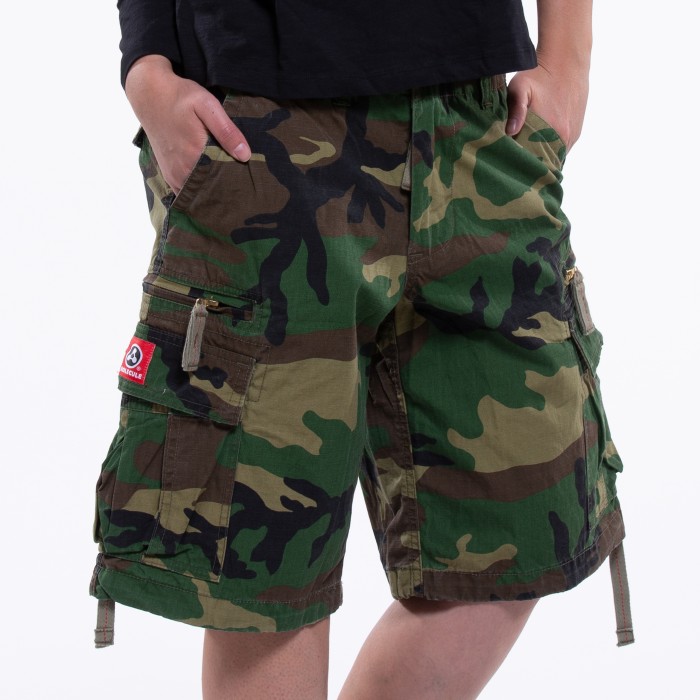 Women Cargo Shorts MOLECULE® 55001-9 Rip Stop Zipper Regular Fit 21 Length  Camo Green