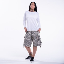 Women Cargo Shorts MOLECULE® 55001 Rip Stop Zipper Regular Fit Digital Grey