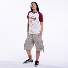 Women Cargo Shorts MOLECULE® 54001 Worn Out Look Canvas Regular Fit Beige