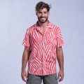 Shirt Zebra Print Short Sleeves Cotton Regular Fit Red/White