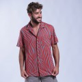 Shirt Zebra Print Short Sleeves Cotton Regular Fit Red/Pebble