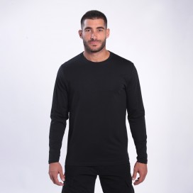 Unisex Long Sleeves T-Shirt 1105 Cotton 190 Gsm Regular Fit Black