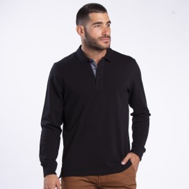 Long Sleeve T-Shirt 2202 Pique Knit Polo Cotton 190 Gsm Regular Fit Black