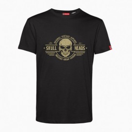 Unisex Short Sleeves T-shirt MOLECULE® 1100 Skullheads II Print Cotton 150 Gsm Regular Fit Black