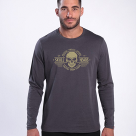 Long Sleeve T-Shirt 1105 SKULLHEADS II Cotton 190 Gsm Regular Fit Dark Grey