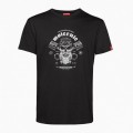 Unisex Short Sleeves T-shirt MOLECULE® 1100 Skullheads Pistons Print Cotton 150 Gsm Regular Fit Black