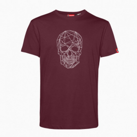 Unisex Short Sleeves T-shirt MOLECULE® 1100 Skullheads ΙV - Low Poly Print Cotton 150 Gsm Regular Fit Burgundy
