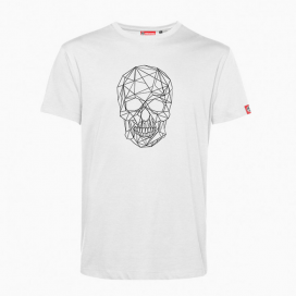 Unisex Short Sleeves T-shirt MOLECULE® 1100 Skullheads ΙV - Low Poly Print Cotton 150 Gsm Regular Fit White