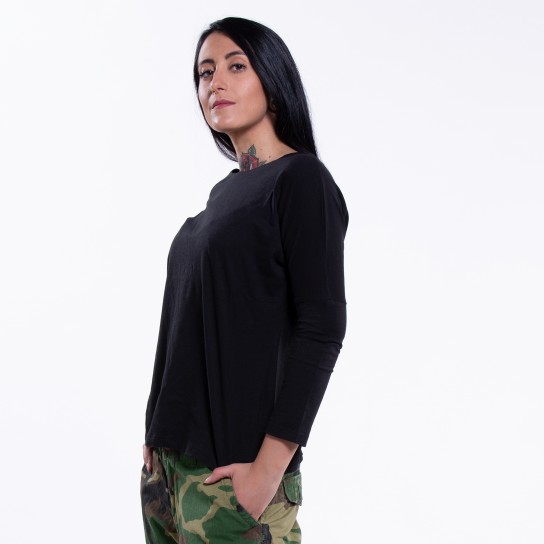 Woman Long Sleeves T-Shirt Regular 120 Drop Blend Slub JOIN CLOTHES® Organic Clay Heather Gsm Mid Shoulder Fit