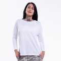 Woman Long Sleeves T-Shirt JOIN CLOTHES® Drop Shoulder 120 Gsm Organic Blend Regular Fit White
