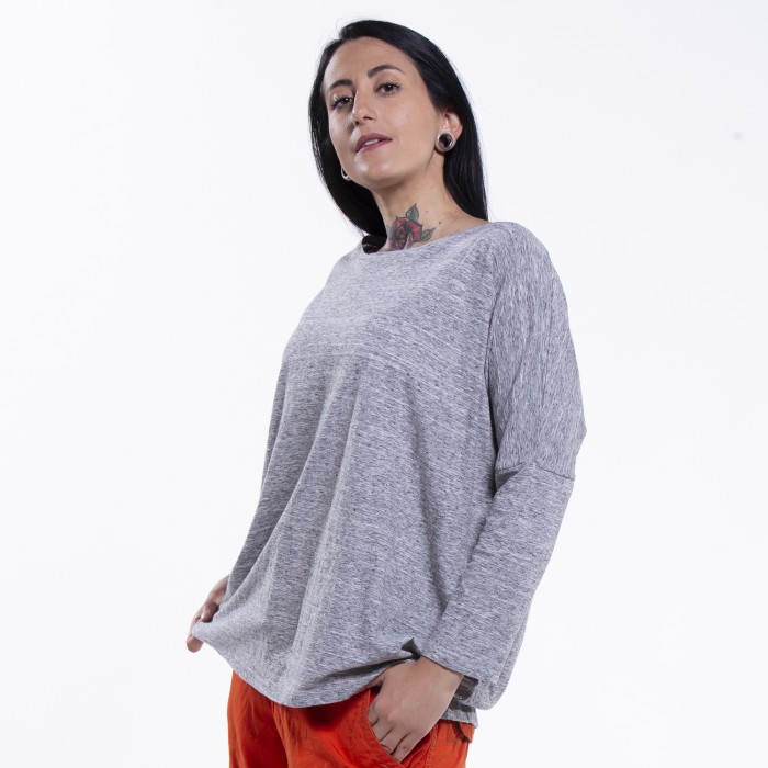 Blend Fit CLOTHES® 120 Drop Slub Sleeves Organic Woman Long JOIN Shoulder T-Shirt Mid Heather Gsm Regular Clay