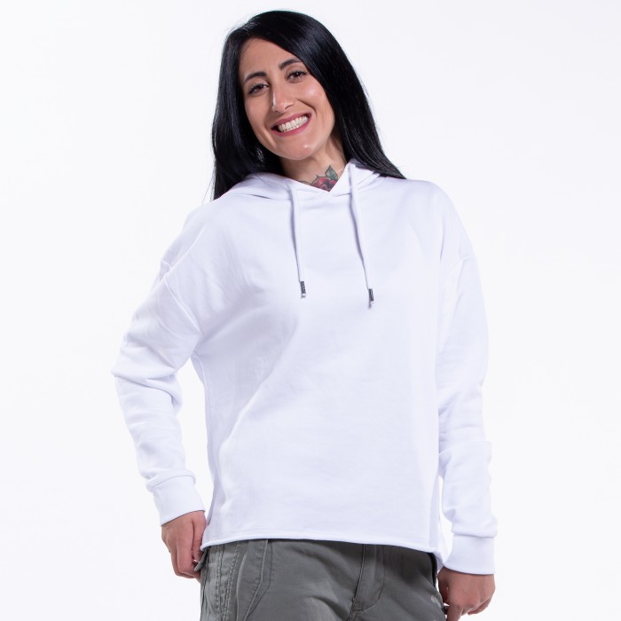Pullover Hoodie JOIN CLOTHES® Crop 300 Gsm Organic Cotton Blend Regular Fit  White