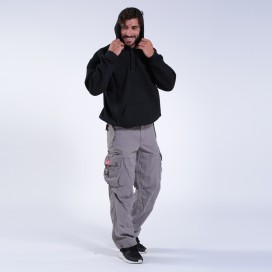 Cargo Pants MOLECULE® 45019 Canvas Zipper Cap Pockets Loose Fit Grey