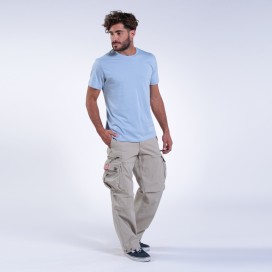Cargo Pants MOLECULE® 45019 Canvas Zipper Cap Pockets Loose Fit Beige