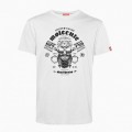 Unisex Short Sleeves T-shirt MOLECULE® 1100 Skullheads Pistons Print Cotton 150 Gsm Regular Fit White