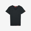 Unisex Short Sleeves T-shirt MOLECULE® 2045 Relaxed V Neck Organic Cotton 155 Gsm Regular Fit Black