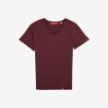 Unisex Short Sleeves T-shirt MOLECULE® 2045 Relaxed V Neck Organic Cotton 155 Gsm Regular Fit Burgundy
