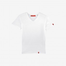 Unisex Short Sleeves T-shirt MOLECULE® 2045 Relaxed V Neck Organic Cotton 155 Gsm Regular Fit White