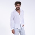 Men Shirt JOIN CLOTHES Tango Linen Gauze Slim Fit White