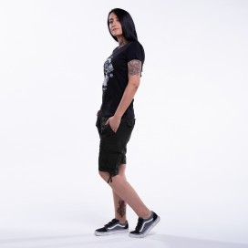 Women Cargo Shorts MOLECULE® 62009 Shortcuts Canvas Slim Fit Black