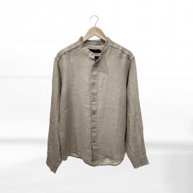 Men Shirt JOIN CLOTHES Mao Tango Long Sleeves Linen Gauze Regular Fit Natural
