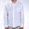 Men Shirt JOIN CLOTHES Pocket Linen Regular Fit White