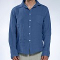 Men Shirt JOIN CLOTHES Pocket Linen Regular Fit Indigo