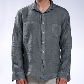 Men Shirt JOIN CLOTHES Pocket Linen Regular Fit Pebble
