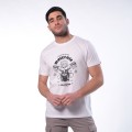 Unisex Short Sleeves T-shirt MOLECULE® 1100 Skullheads Pistons Print Cotton 150 Gsm Regular Fit White