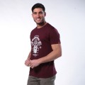 Unisex Short Sleeves T-shirt MOLECULE® 1100 Skullheads Pistons Print Cotton 150 Gsm Regular Fit Bordeaux